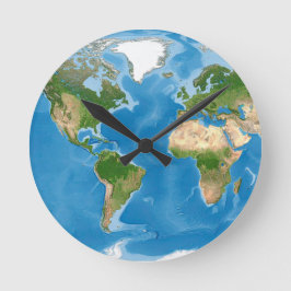 Topografische Weltkarte Erde Illustration Runde Wanduhr