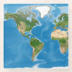 Topografische Weltkarte Erdillustration Glasuntersetzer