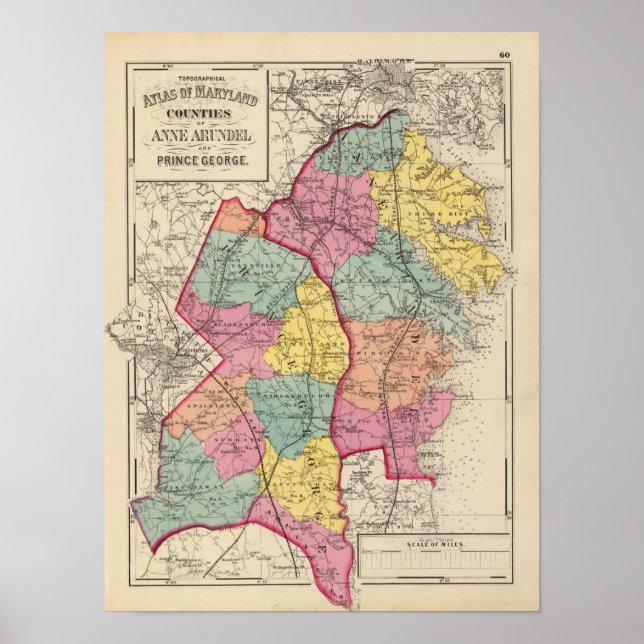 Topografischer Atlas der Landkreis von Maryland 3 Poster (Vorne)