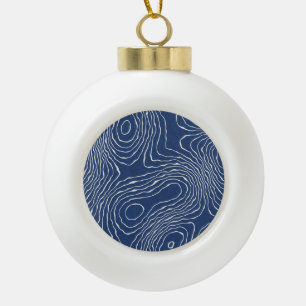 Topografischer Bio Druck der Erdlinie. Keramik Kugel-Ornament