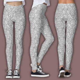Topografisches Linienmuster Weiß und Schwarz Leggings