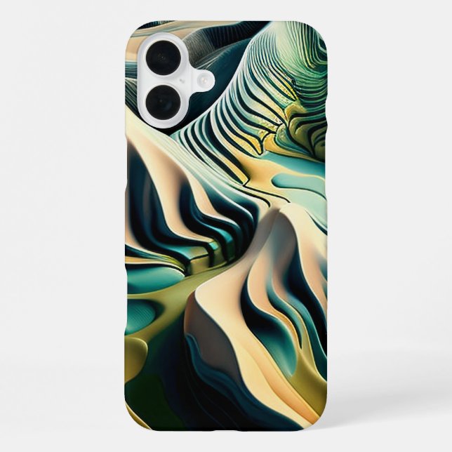 Topographic Currents iPhone 16 Plus Hülle (Rückseite)