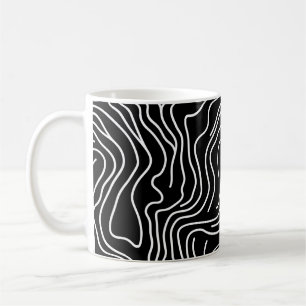 Topographic Line Art in Black 🗺️ Kaffeetasse