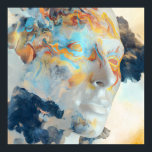 Topographic Mind Flow Colorful Profile Poster<br><div class="desc">A luminous human profile in pale white and beige becomes a living canvas for swirling topographic lines and radiant color waves. Electric turquoise, fiery orange, coral, golden yellow, and teal contours ripple across the face like visible thoughts, emotions, or universal energy, while subtle earthy brown textures reveal deeper layers beneath....</div>