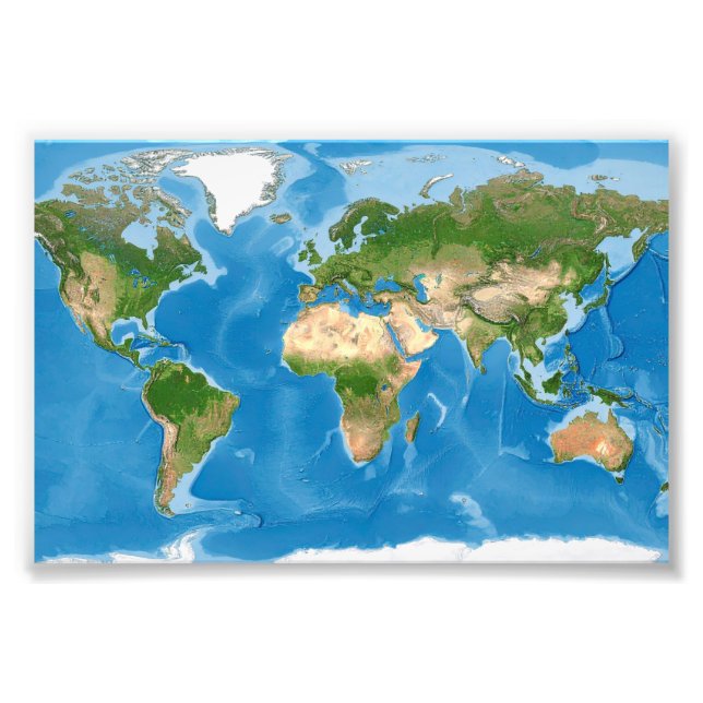 Topographic World Map Earth Illustration Fotodruck (Vorne)