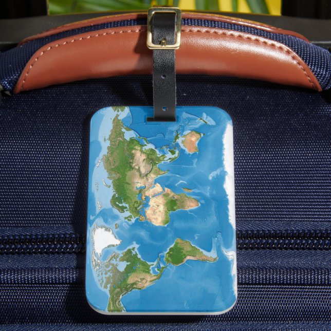 Topographic World Map Earth Illustration Gepäckanhänger (Vorderseite Insitu 2)