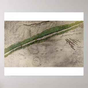 Topographical chart of the battlefield of the Litt Poster
