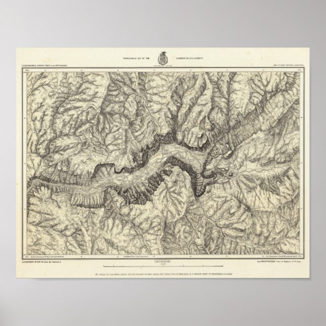Topographical Map of The Yosemite Valley Poster (Vorne)