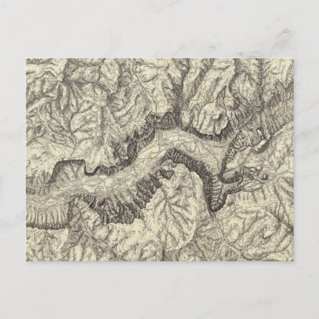 Topographical Map of The Yosemite Valley Postkarte (Vorderseite)