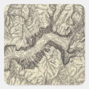 Topographical Map of The Yosemite Valley Quadratischer Aufkleber