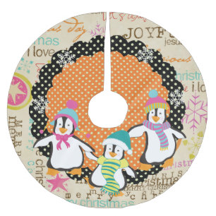 Topographie und Pinguin-Feiertags-Baum-Rock Polyester Weihnachtsbaumdecke