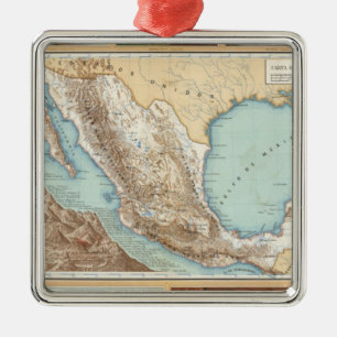 Topographie von Mexiko Silbernes Ornament