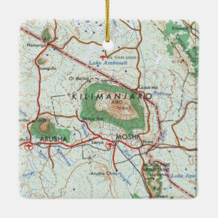 Topographische Karte des Berges Kilimanjaro Keramikornament