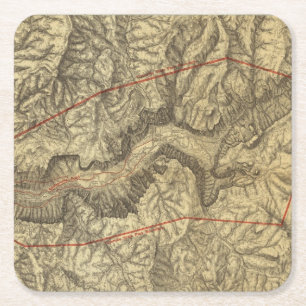 Topographische Karte des Yosemite-Tales 2 Rechteckiger Pappuntersetzer