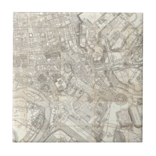 Topographische Karte von altem Rom, Italien Fliese (Vorderseite)