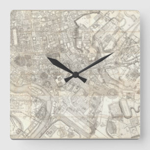 Topographische Karte von altem Rom, Italien Quadratische Wanduhr