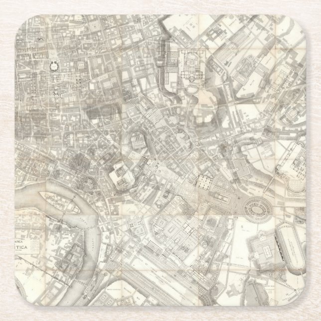 Topographische Karte von altem Rom, Italien Rechteckiger Pappuntersetzer (Vorderseite)