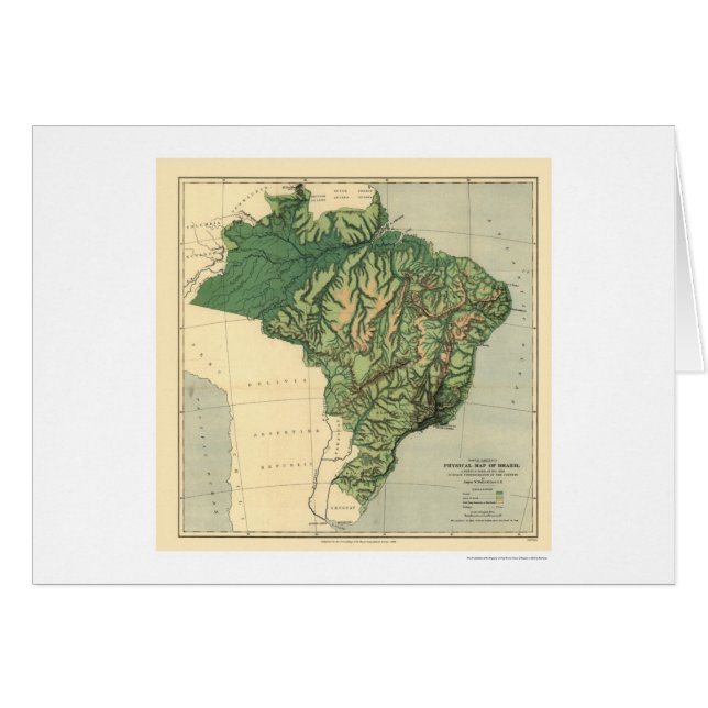 Topographische Karte von Brasilien durch Brunnen (Vorderseite (Horizontal))