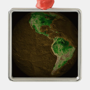 Topographische Karte von Erde Silbernes Ornament