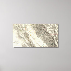 Topographische Karte von zentralem Kalifornien Leinwanddruck