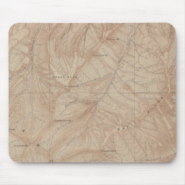 Topographische Karte, Yellowstone National Part, W Mousepad (Vorne)