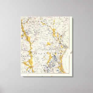 Topographische und Glazial- Karte von New Leinwanddruck