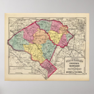 Topographischer Atlas von Maryland-Landkreisen 2 Poster