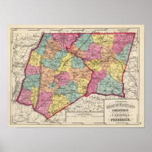 Topographischer Atlas von Maryland-Landkreisen 5 Poster