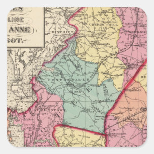 Topographischer Atlas von Maryland-Landkreisen Quadratischer Aufkleber