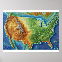 Topographisches US-Kartenplakat
