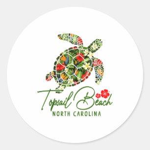 Topsail Beach North Carolina Meeresschildkröte Tro Runder Aufkleber