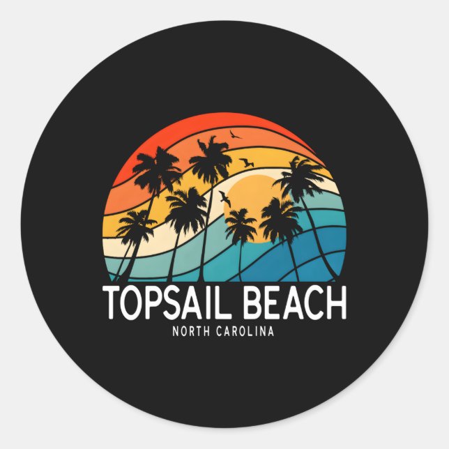 Topsail Beach North Carolina Palm Tree Beach Runder Aufkleber (Vorderseite)