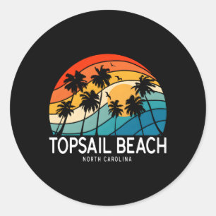 Topsail Beach North Carolina Palm Tree Beach Runder Aufkleber