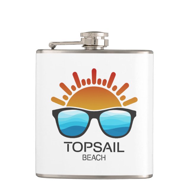 Topsail Beach North Carolina Sonnenbrille Flachmann (Vorderseite)