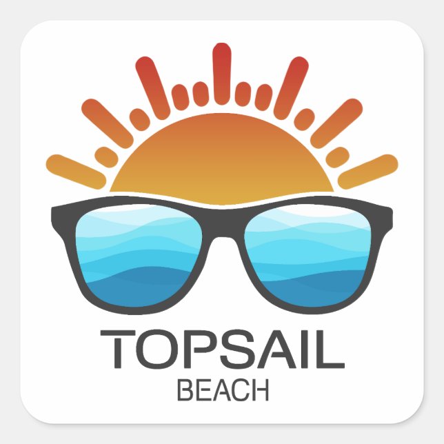 Topsail Beach North Carolina Sonnenbrille Quadratischer Aufkleber (Vorderseite)