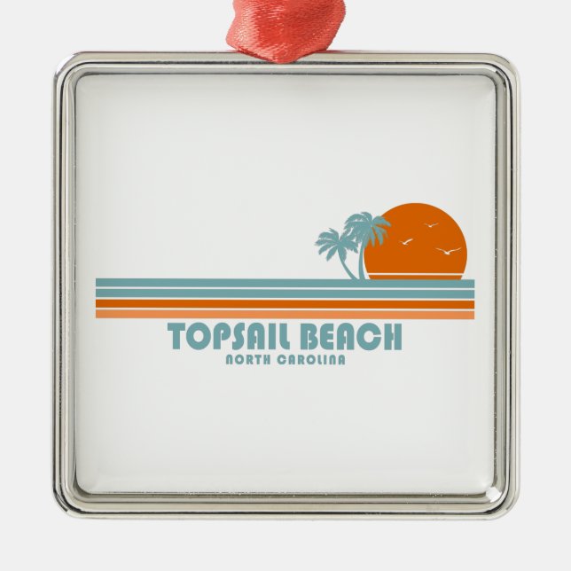 Topsail Beach North Carolina Sun Palmen Ornament Aus Metall (Vorne)