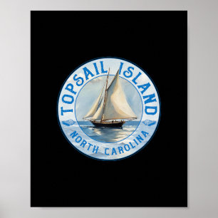 Topsail Island North Carolina Vintage Segelboot De Poster