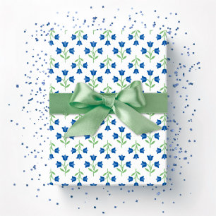 Topsy Tulpe in Blau und Grün Geschenkpapier