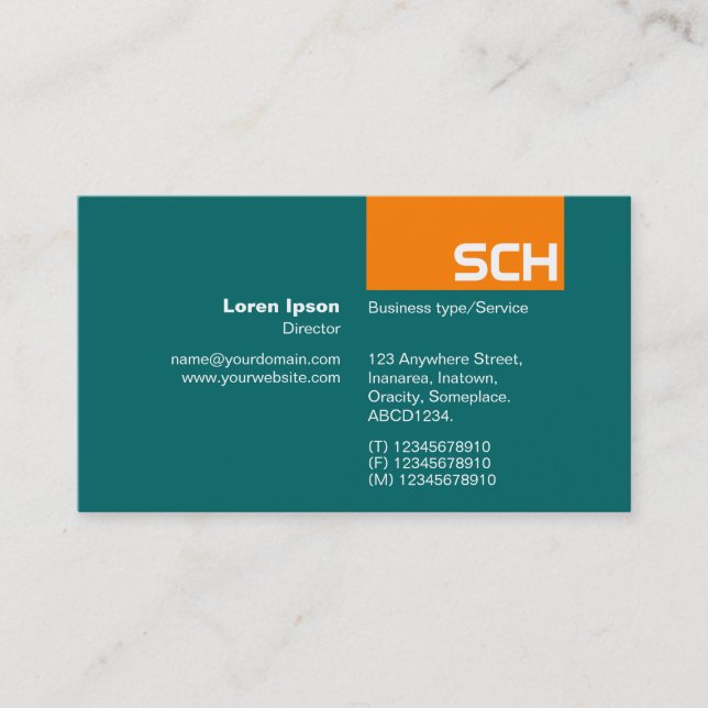 TopTag - Orange auf Moss Green Visitenkarte (Vorderseite)