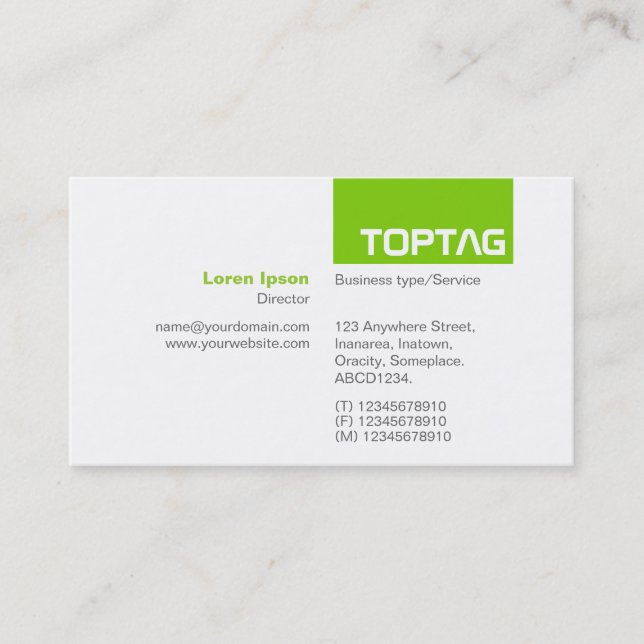 TopTag v2 - Martian Green Visitenkarte (Vorderseite)