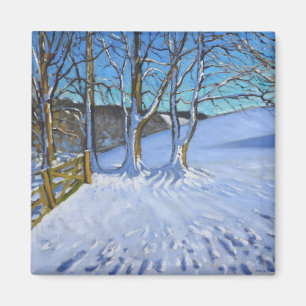 Tor-und Bäume Winter stauen Weg Derbyshire 2013 Magnet