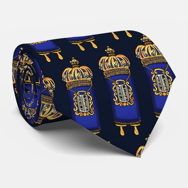 Torah mit blauem Velvet und Verzierter Gilt-Abdeck Krawatte (Gerollt)