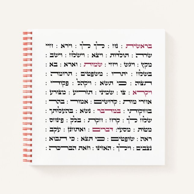 Torah Parshiot Parshas Weekly Readings in Hebräisc Notizbuch (Vorderseite)