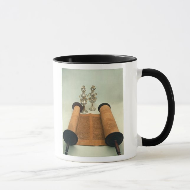 Torah Rolle mit silbernen Krone Finials Tasse (Rechts)
