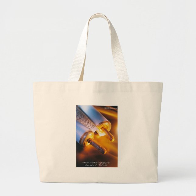 Torah-Weisheit (Reichtum/Glück) Geschenke, Tasse u Jumbo Stoffbeutel (Vorne)