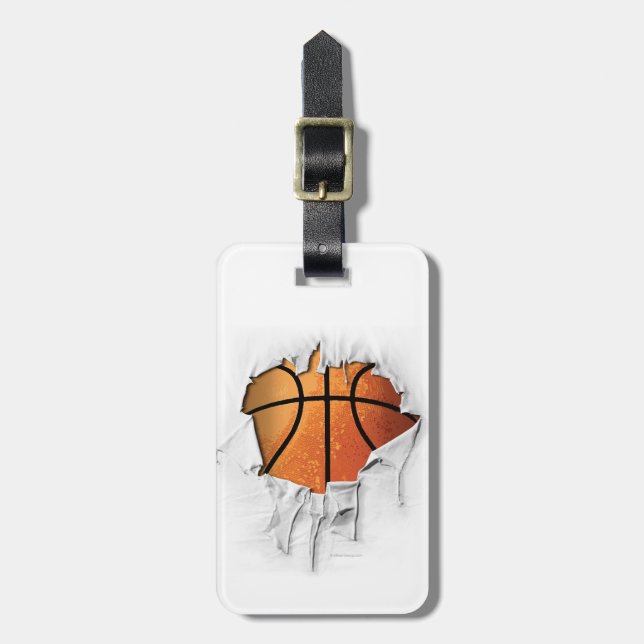 Torbasketball weiß gepäckanhänger (Vorderseite vertikal)