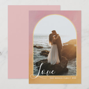 Torbogen Schrift Liebe Rosa Gold Vertikal Feiertagskarte
