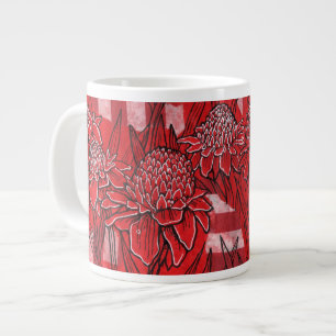 Torch Ginger Lily, Rote Blume Tropische Kunst Jumbo-Tasse