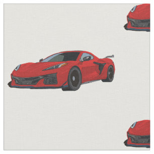 Torch Red C8 Corvette Handgezeichnete Skizze Stoff