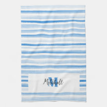 Torchon à vaisselle aquarelle bleue PERSONNALISÉ